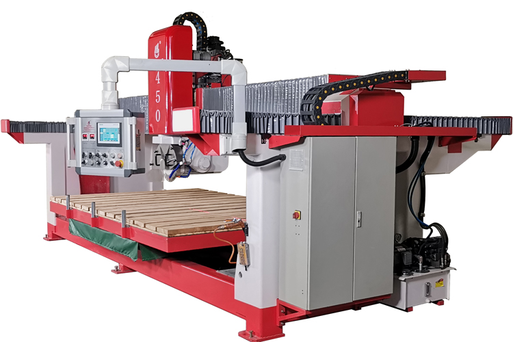 High Quality HLSQ-450 bridge Stone Cutting Machine stone slab saw cutting machine for Kitchen Cabinet Worktop Work Top Solid Surface White Artificial Marble