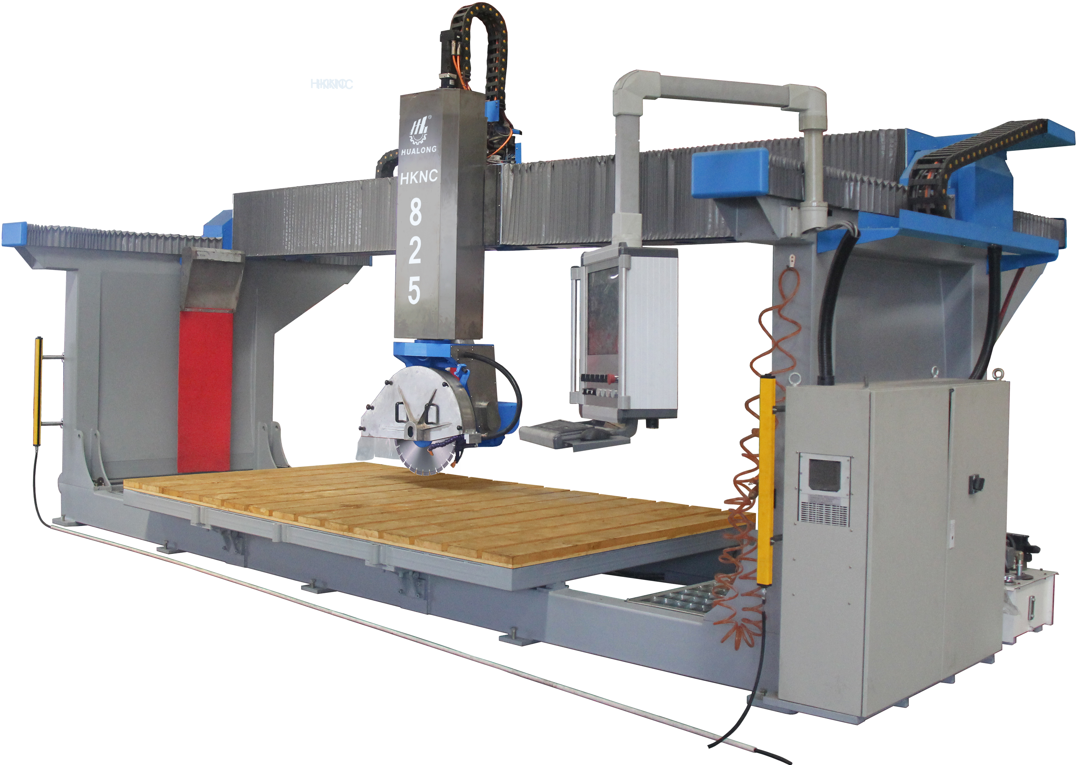 HUALONG Stone Machinery 5 Axis CNC Bridge Saw Granite Cutting Machine for Carving Milling Cutting Drilling Countertop HKNC-825 