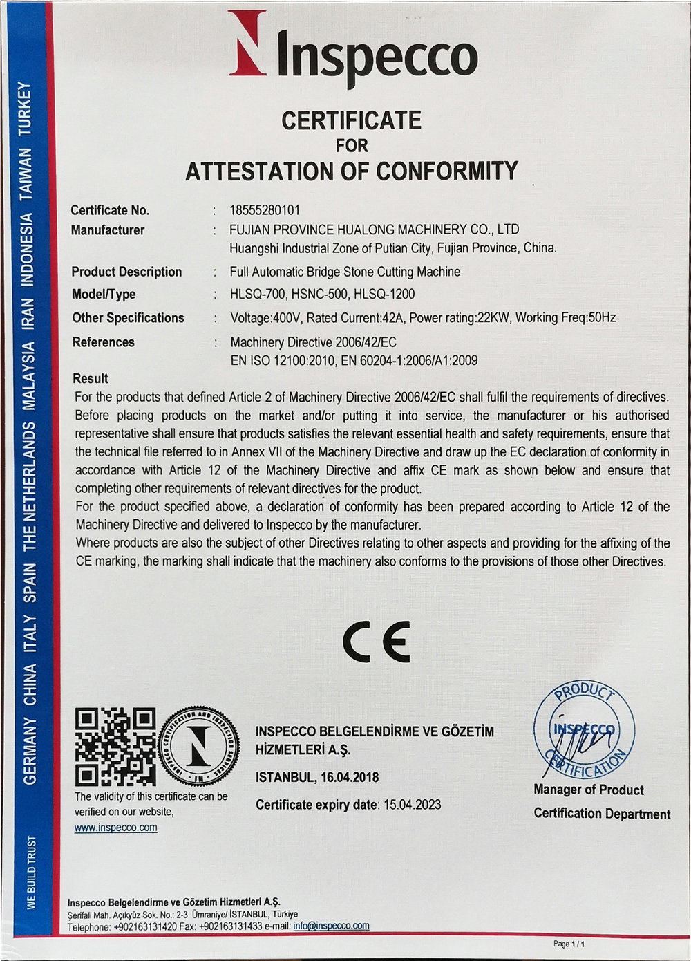 Full Automatic Bridge Stone Cutting Machine CE certificate