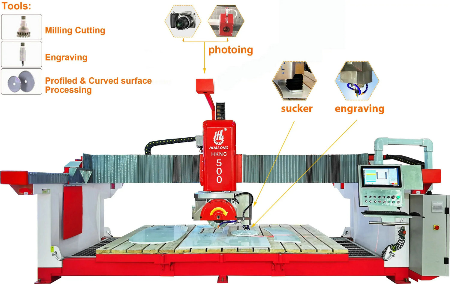 5 Axis CNC Bridge Stone Cutting Milling Machine