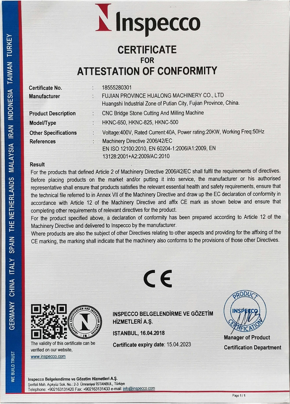 CNC Bridge Stone Cutting And Milling Machine CE certificate